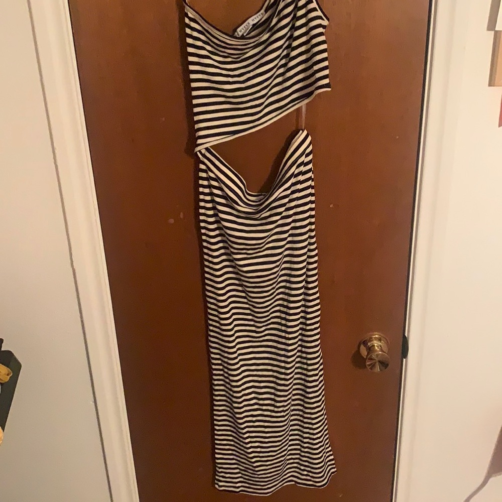 Stripped Halter Top Dress Combo